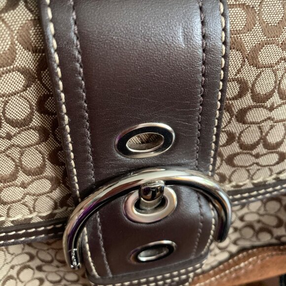 Y2K COACH F10925 Soho Brown Signature Canvas Suede Leather Shoulder Bag +Tag EUC - Picture 16 of 16